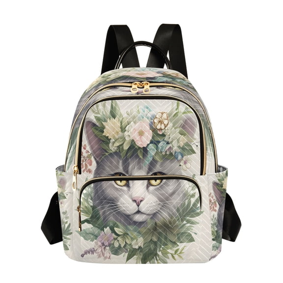 ALAZA Cute Cat in Leaves Womens Travel Laptop Backpack Large Daypack Ladies Shoulder Bags S