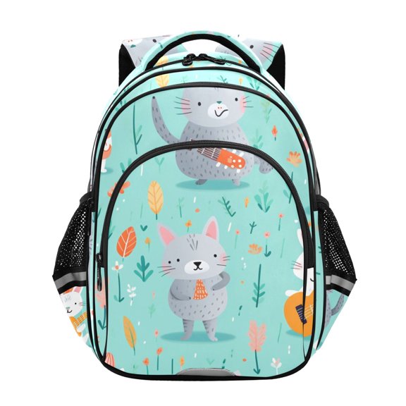 ALAZA Cute Cat with Guitar School Backpack Elementary Bag Bookbag Travel Rucksack