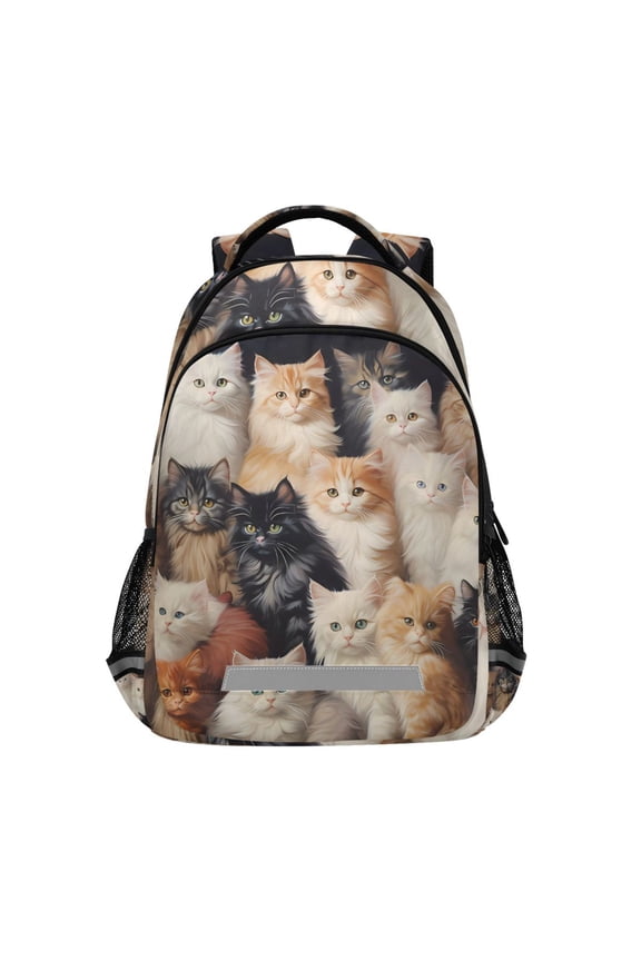 Cute Cats Black and White Backpack Elementary School Bag Bookbag Travel Rucksack