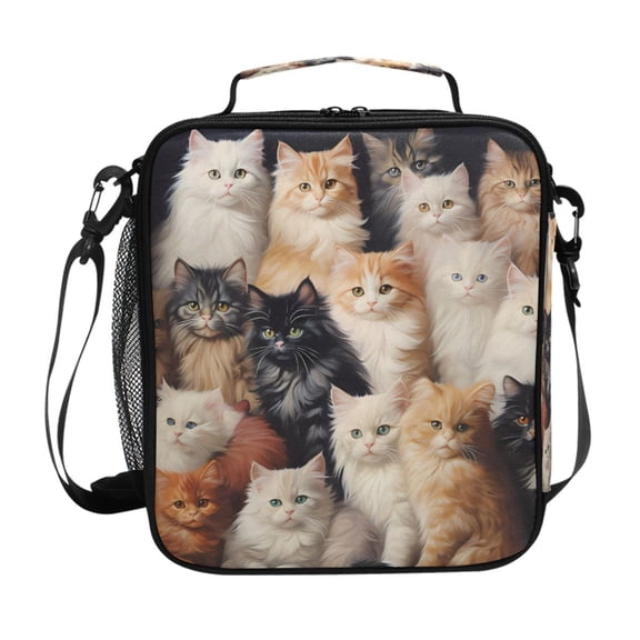 ALAZA Cute Cats Black and White Lunch Box Insulated Lunch Bag Reusable Thermal Cooler Tote School Picnic