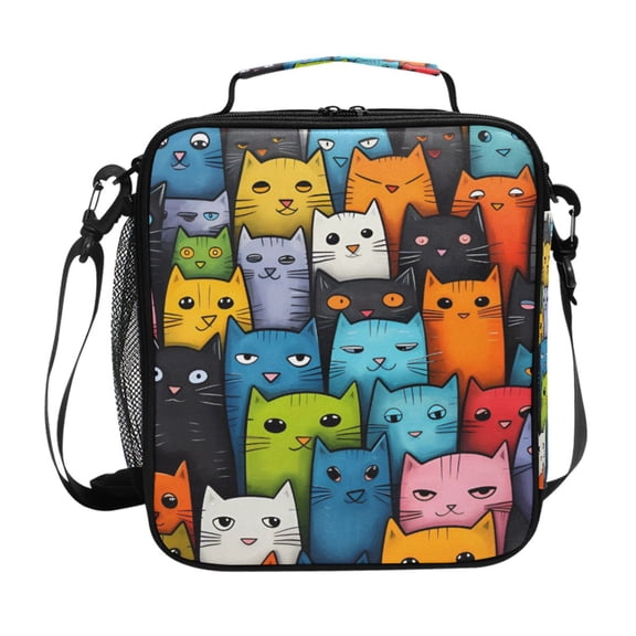 ALAZA Cute Cats Colorful Lunch Box Insulated Lunch Bag Reusable Thermal Cooler Tote School Picnic