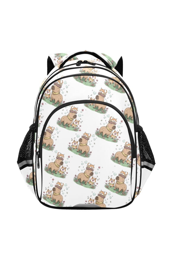 Cute Cats Corgi Capybara School Backpack Elementary Bag Student Bookbag Travel Rucksack