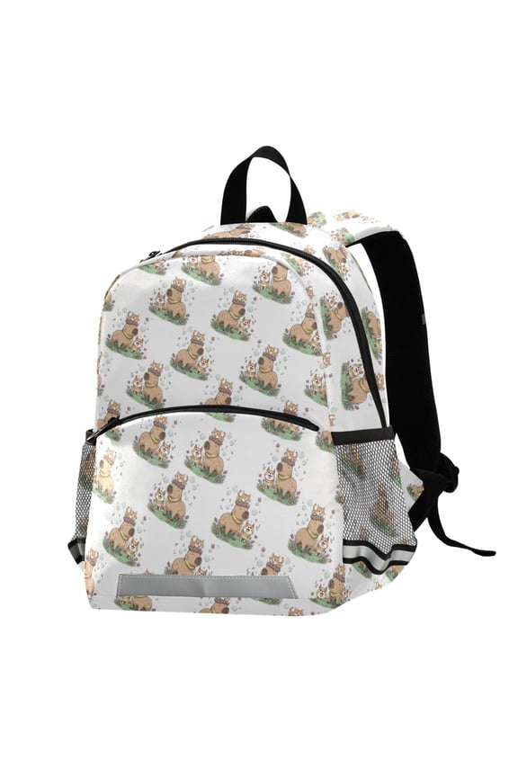 Cute Cats Corgi Capybara School Backpack Elementary Student Bookbag
