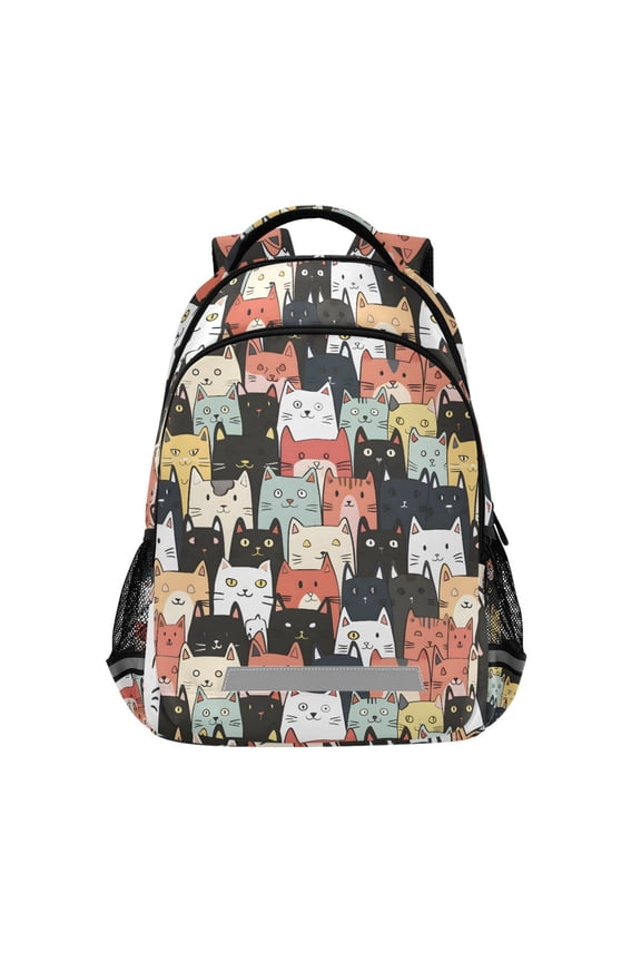 Cute Cats Face Backpack Elementary School Bag Bookbag Travel Rucksack