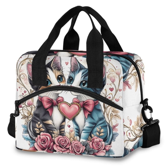 ALAZA Cute Cats Insulated Lunch Box Large Reusable Cooler Bag with Shoulder Strap
