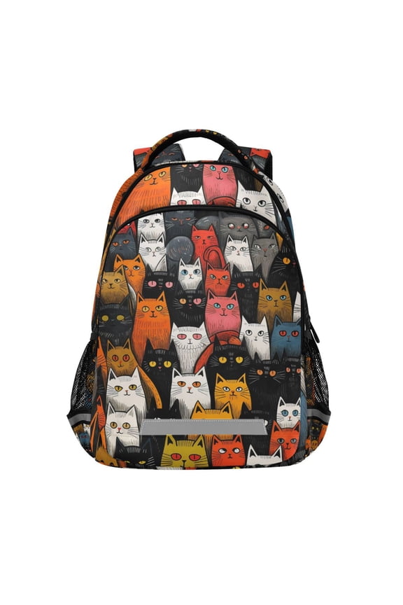 Cute Cats Print Backpack Elementary School Bag Bookbag Travel Rucksack
