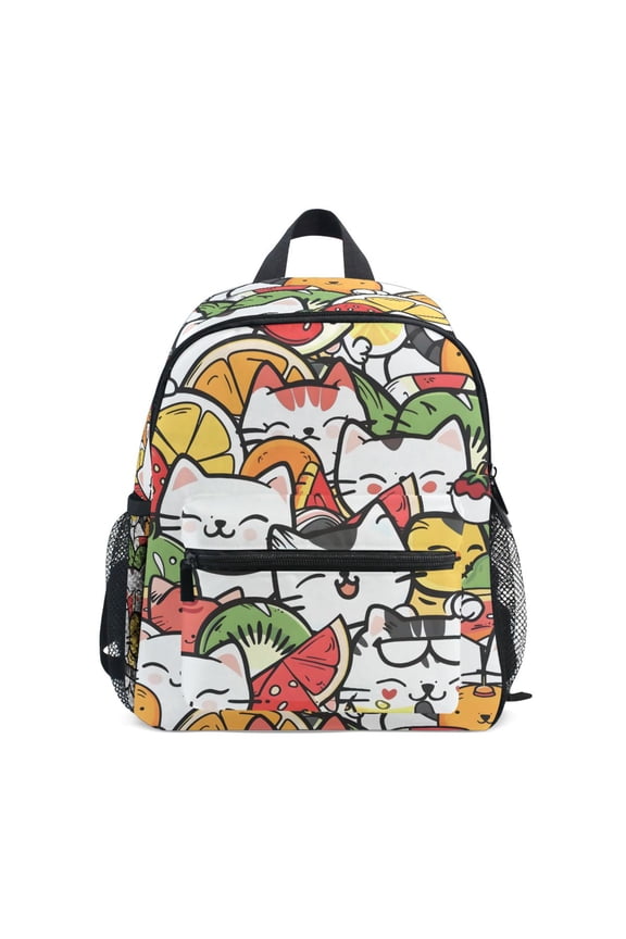 Cute Cats and Fruits School Backpack Small Bookbag Mini Bags