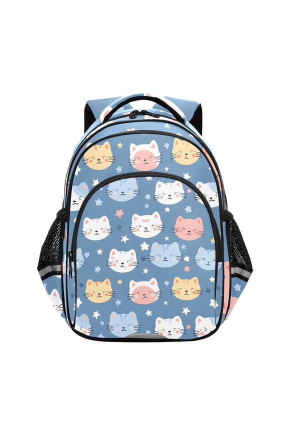 Cute Cats and Stars School Backpack Elementary Bag Bookbag Travel Rucksack