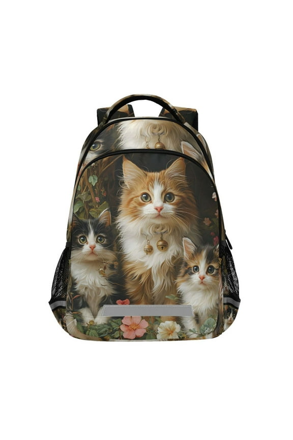Cute Cats in Garden Backpack Elementary School Bag Bookbag Travel Rucksack