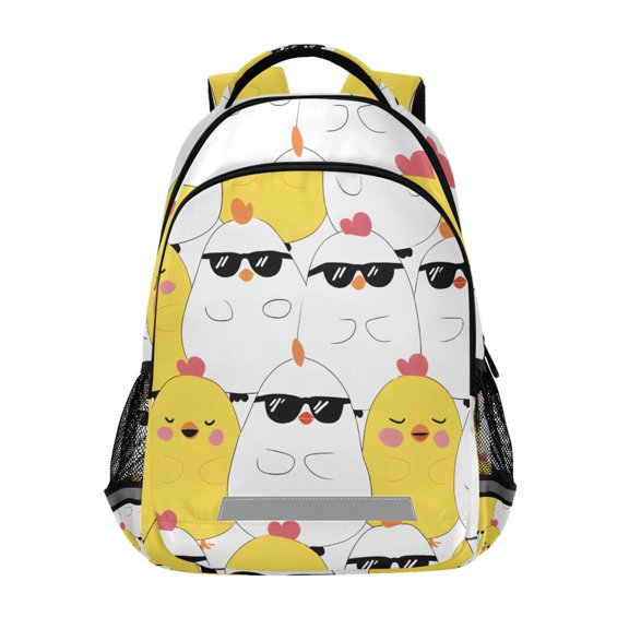 ALAZA Cute Chicken with Sunglasses Backpack Elementary School Bag Bookbag Travel Rucksack