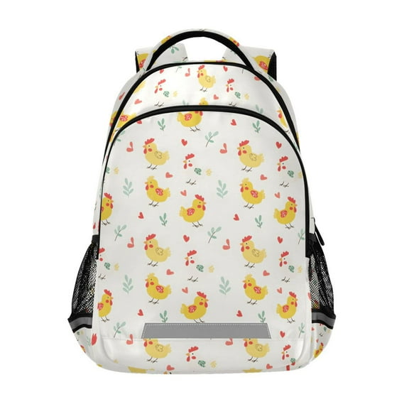 ALAZA Cute Chickens and Floral Backpack Elementary School Bag Bookbag Travel Rucksack