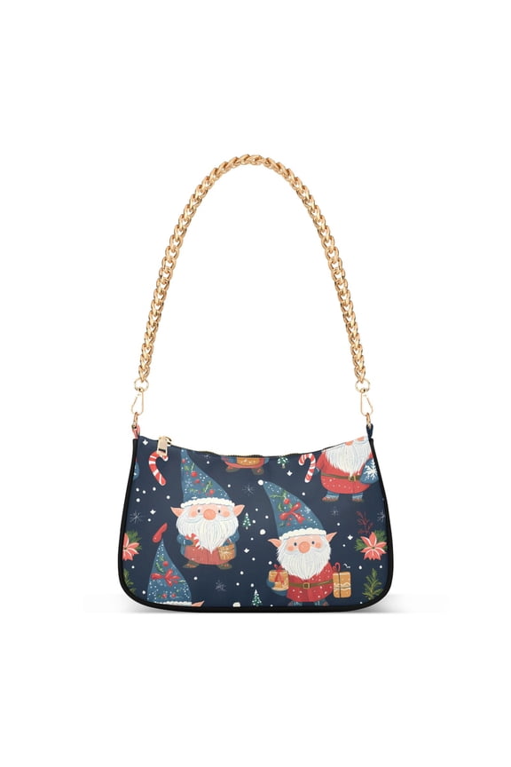 Cute Christmas Gnomes Women's Chain Shoulder Bag Hobo Handbag Tote Crossbody Purse