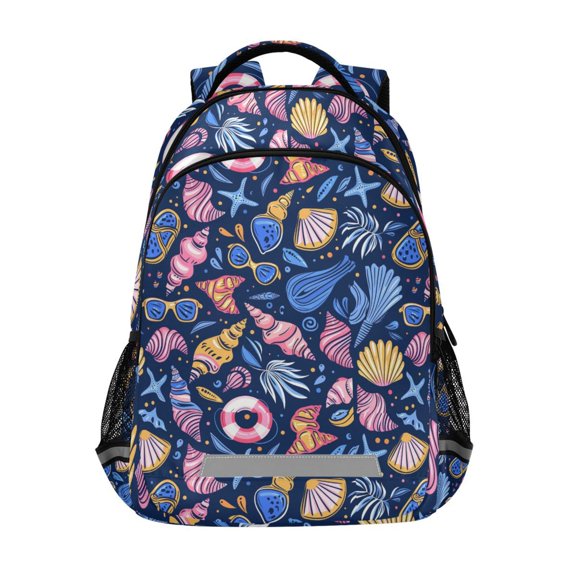 ALAZA Cute Conch Sea Shells Backpack Elementary School Bag Bookbag Travel Rucksack