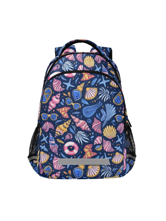 Cute Conch Sea Shells Backpack Elementary School Bag Bookbag Travel Rucksack
