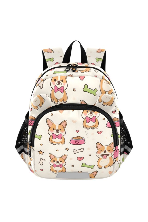 Cute Corgi Dogs Bones Mini Backpack School Bookbag Age 3-7 Medium