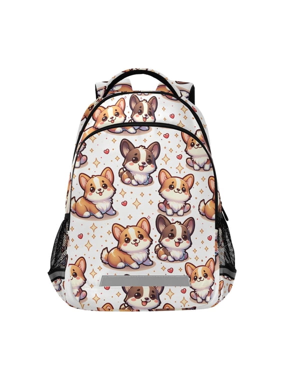 Cute Corgi Dogs Stars Kids Backpack Elementary School Bag Children Bookbag Travel Rucksack