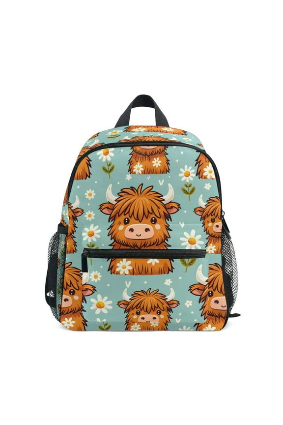 Cute Cow with Daisy School Backpack Small Bookbag Mini Bags