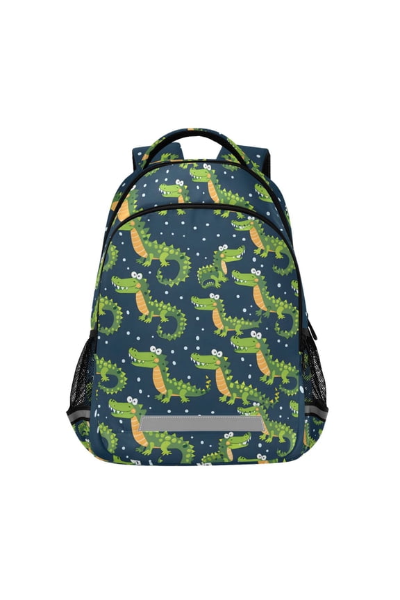 Cute Crocodile Hand Drawn Backpack Elementary School Bag Bookbag Travel Rucksack