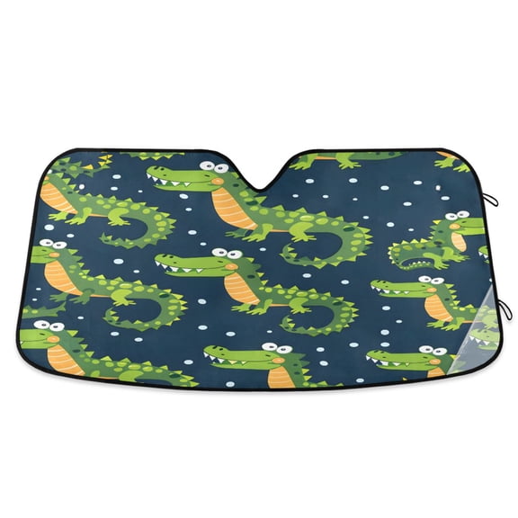 ALAZA Cute Crocodile Hand Drawn Windshield Sun Shade Car Foldable Sun Visor Block UV Rays Protector 53"x23.5"