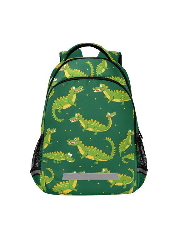 Cute Crocodile Print Backpack Elementary School Bag Bookbag Travel Rucksack