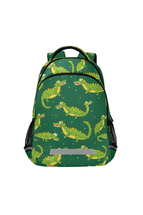 Cute Crocodile Print Backpack Elementary School Bag Bookbag Travel Rucksack