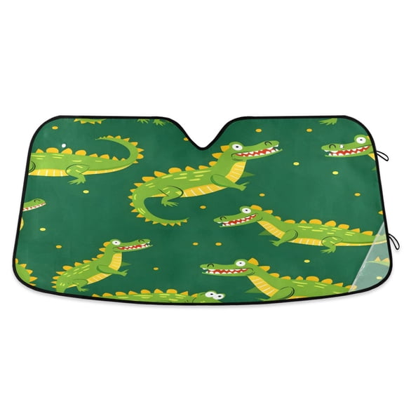 ALAZA Cute Crocodile Print Windshield Sun Shade Car Foldable Sun Visor Block UV Rays Protector 53"x23.5"