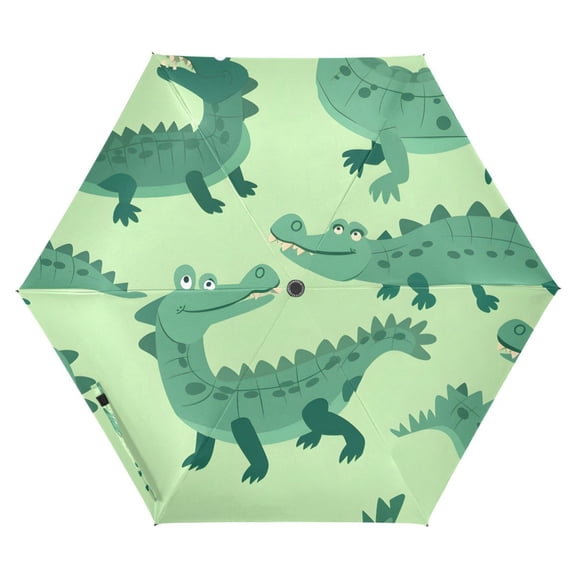ALAZA Cute Crocodile UPF 50+ Compact Folding Umbrella for Rain Travel Umbrella Packable