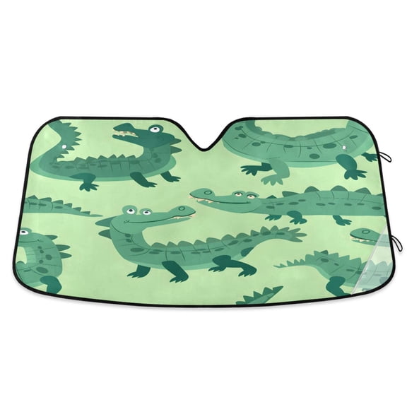 ALAZA Cute Crocodile Windshield Sun Shade Car Foldable Sun Visor Block UV Rays Protector 53"x23.5"