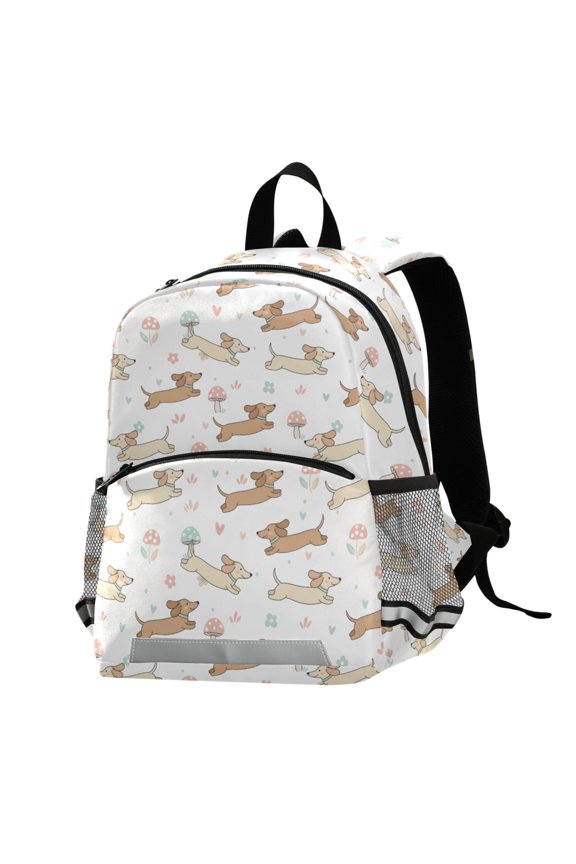 Cute Dachshund Dog Mushrooms School Backpack Elementary Student Bookbag