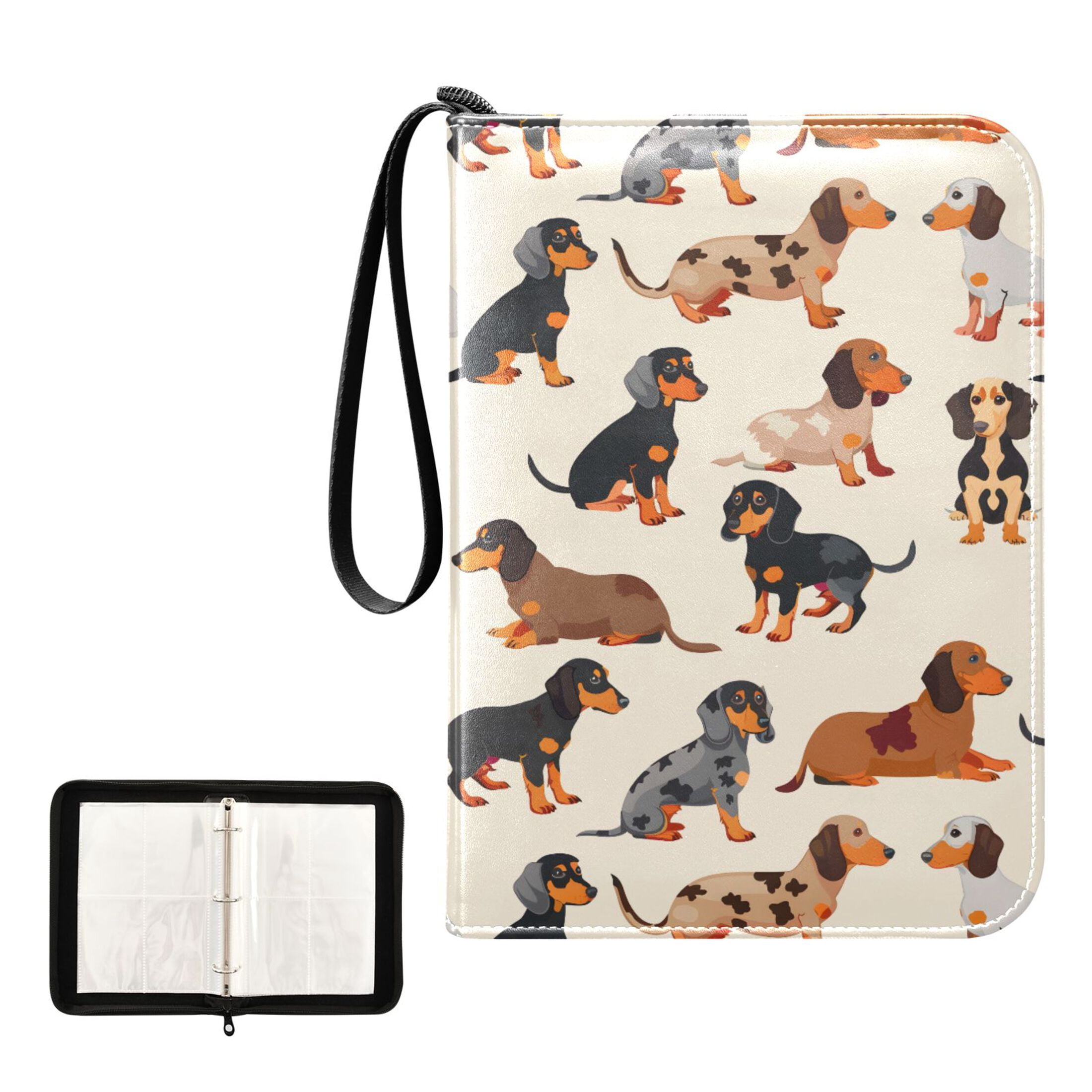 ALAZA Cute Dachshund Dog Trading Card Binder 4 Pocket Cards Collection ...