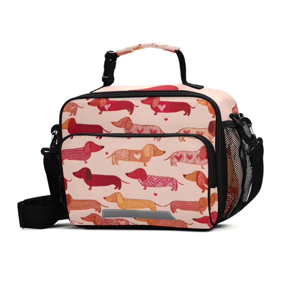 ALAZA Cute Dachshund Dogs Lunch Box Insulated Cooler Bag Reusable Tote Bags Shoulder Strap