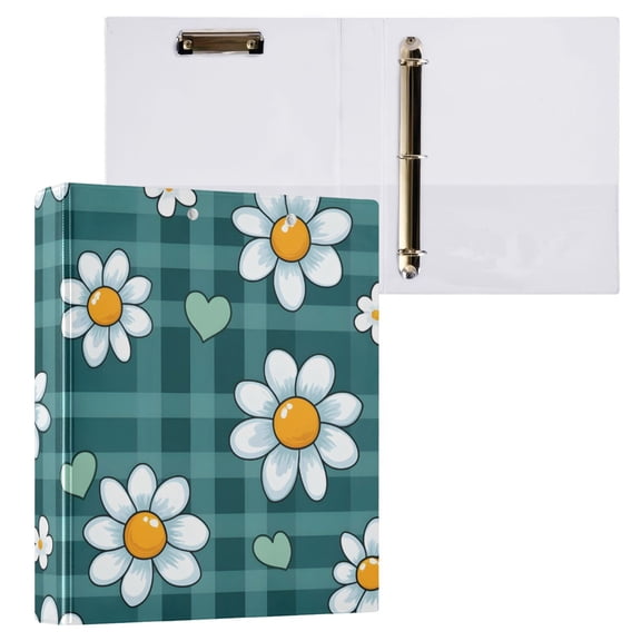 ALAZA Cute Daisy Flower Hardcover 3 Ring Binder 1.5" Round Rings Interior Pockets Binders Organizer 1 Pack