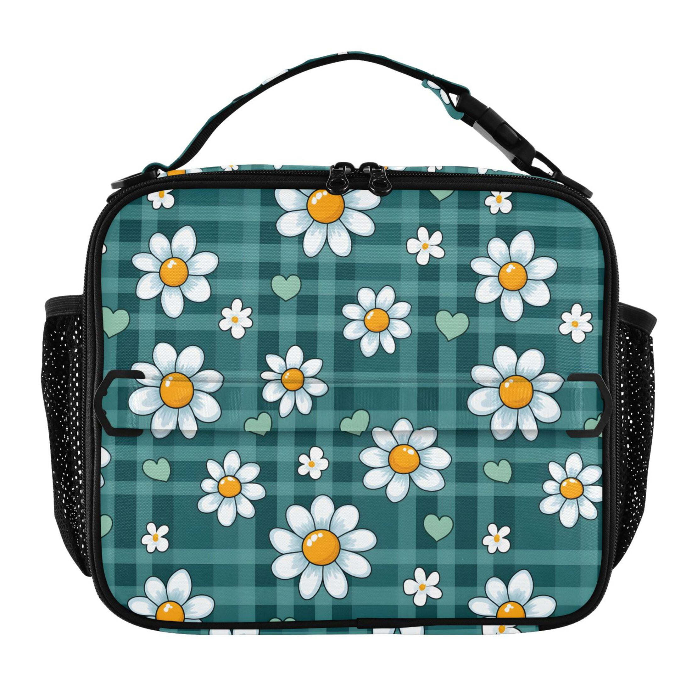 ALAZA Cute Daisy Flower Lunch Box Insulated Lunch Bag Cooler Tote with Shoulder Strap