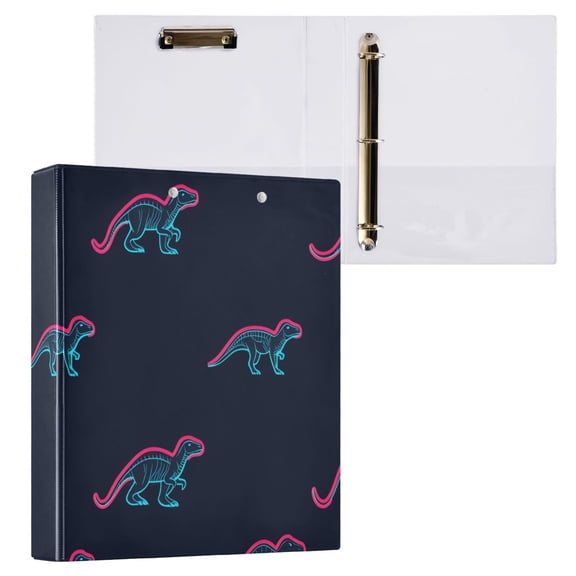 ALAZA Cute Dinosaur Hardcover 3 Ring Binder 1.5" Round Rings Interior Pockets Binders Organizer 1 Pack