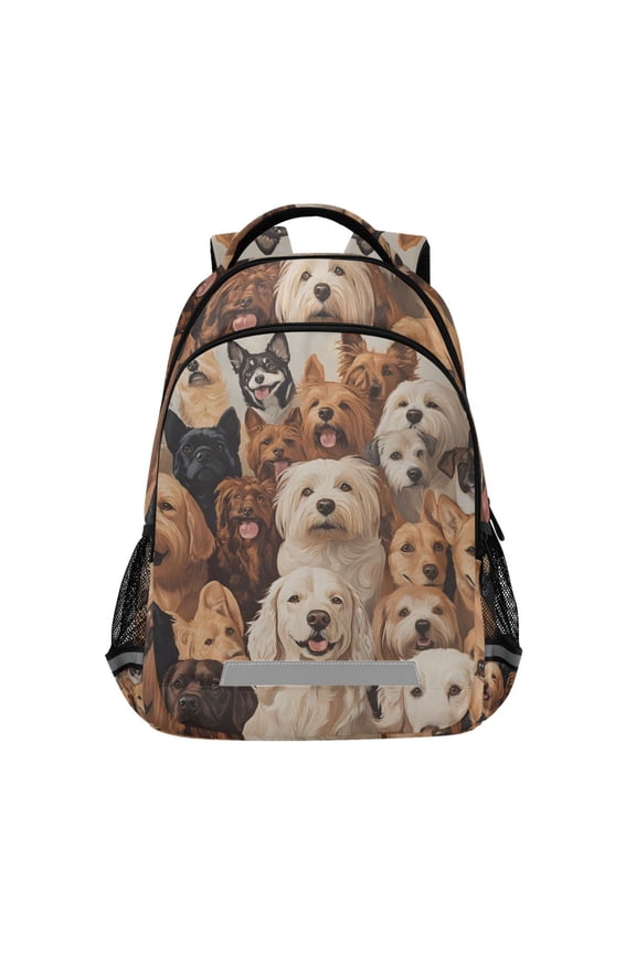 Cute Dog Doodle Backpack Elementary School Bag Bookbag Travel Rucksack