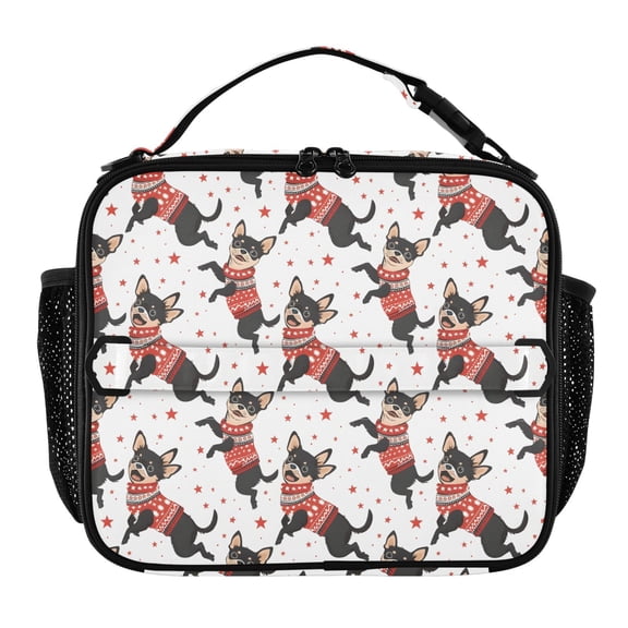 ALAZA Cute Dog Jumping and Star Lunch Box Insulated Lunch Bag Cooler Tote with Shoulder Strap