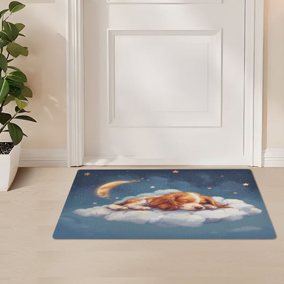 ALAZA Cute Dog Sleeping in Magic Cloud Door Mat Outdoor Indoor Entrance Low Profile Floor Rugs 32"x20"