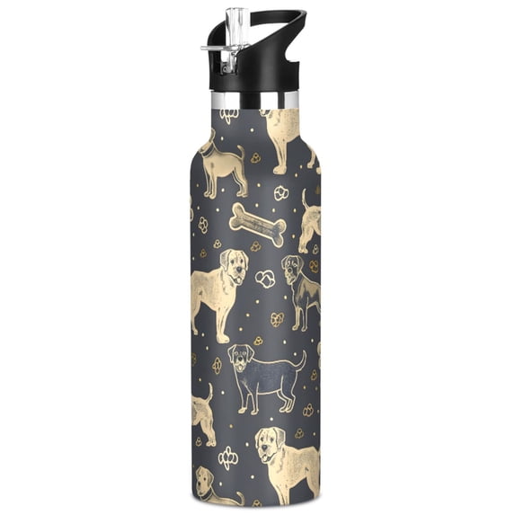 ALAZA Cute Dog and Bones Pattern Stainless Steel Water Bottle Vacuum ...