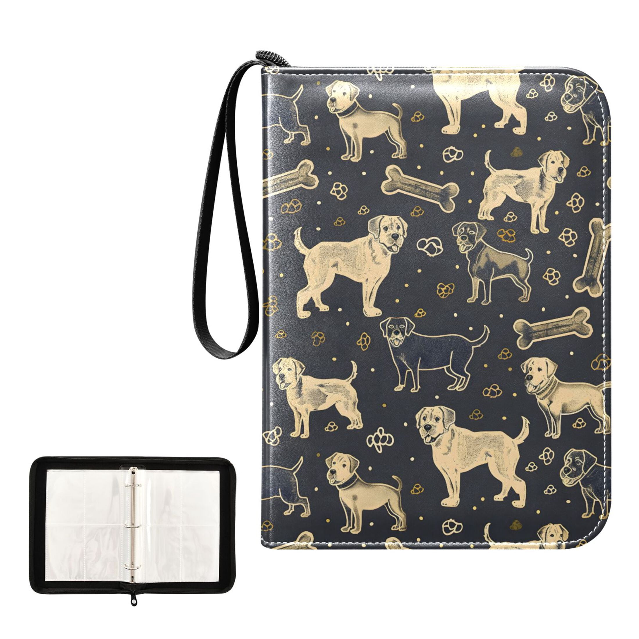 ALAZA Cute Dog and Bones Trading Card Binder 4 Pocket Cards Collection Album 400 Folder Holder