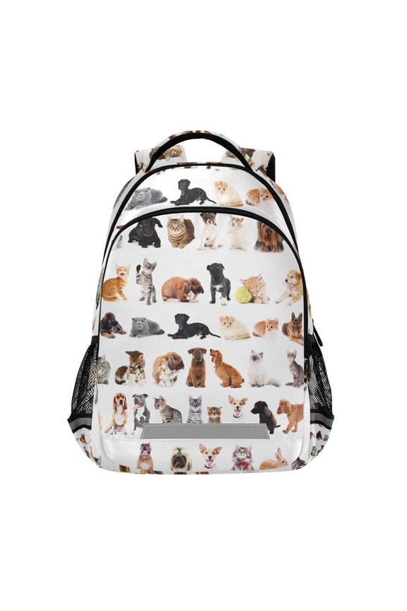 Cute Dogs Cats Rabbits Backpack Elementary School Bag Bookbag Travel Rucksack