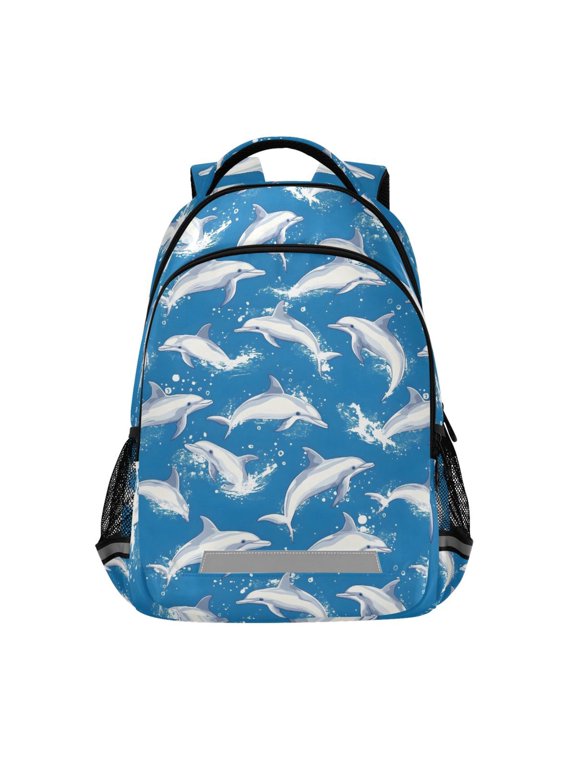 Cute Dolphin Jumping Backpack Elementary School Bag Bookbag Travel Rucksack