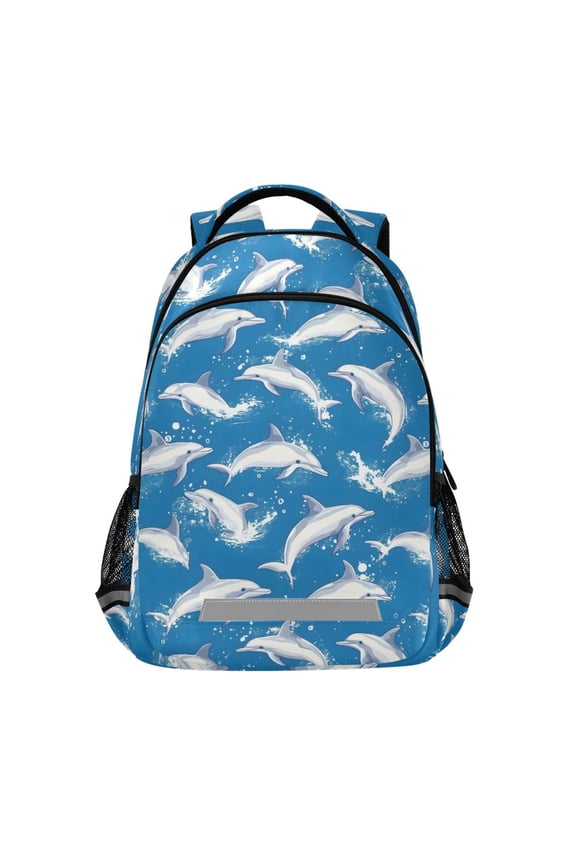 Cute Dolphin Jumping Backpack Elementary School Bag Bookbag Travel Rucksack