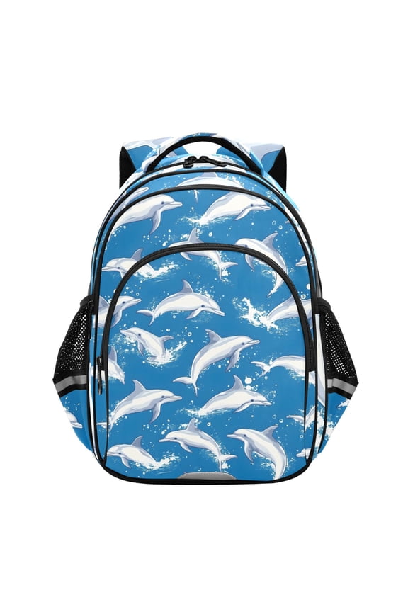 Cute Dolphin Jumping School Backpack Elementary Bag Bookbag Travel Rucksack