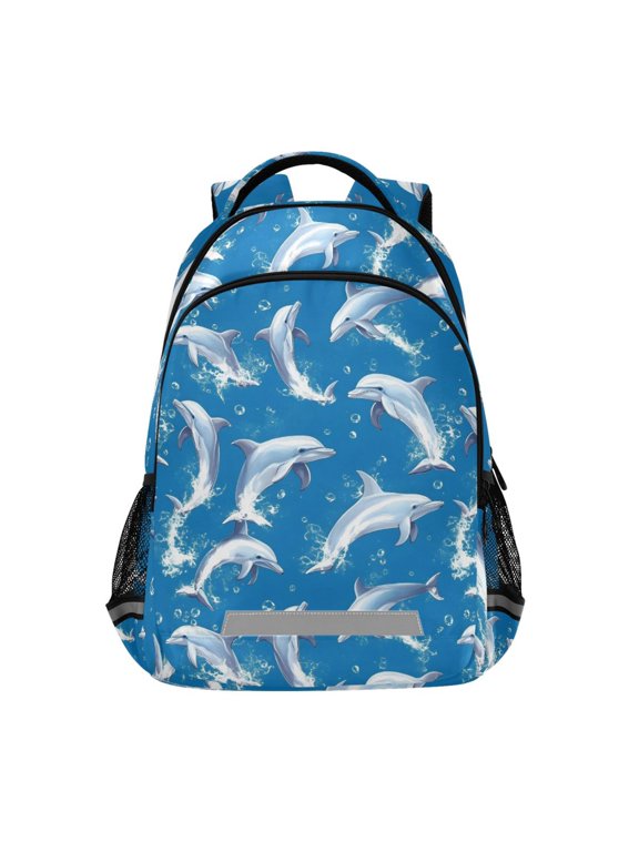 Cute Dolphins Jumping Backpack Elementary School Bag Bookbag Travel Rucksack