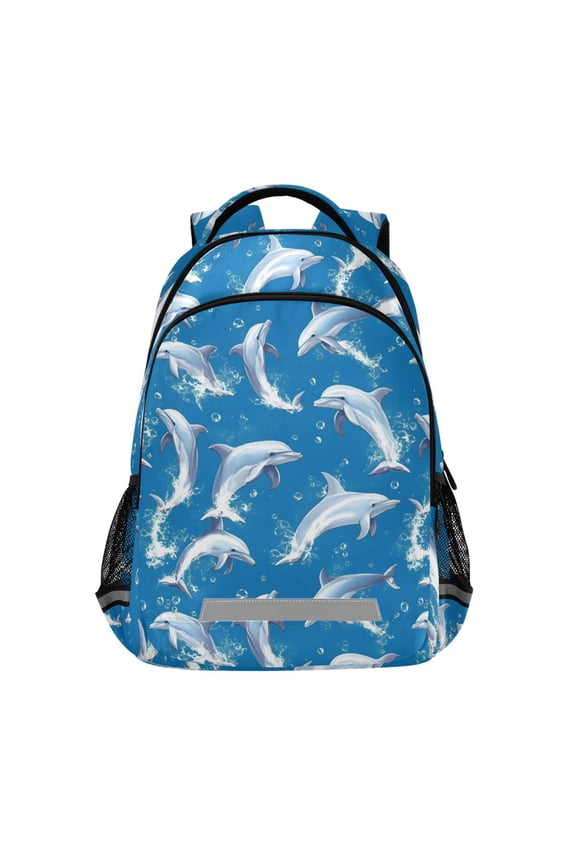 Cute Dolphins Jumping Backpack Elementary School Bag Bookbag Travel Rucksack