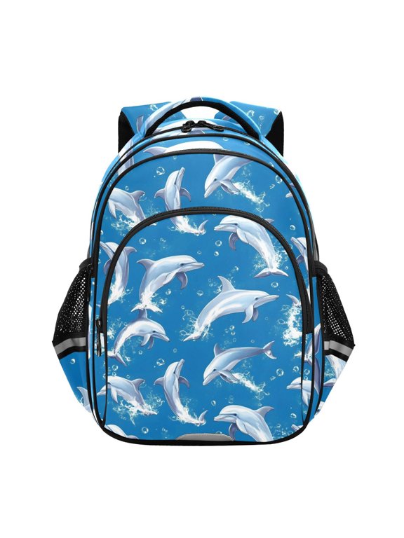 Cute Dolphins Jumping School Backpack Elementary Bag Bookbag Travel Rucksack