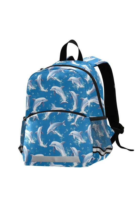 Cute Dolphins Jumping School Backpack Elementary Student Bookbag