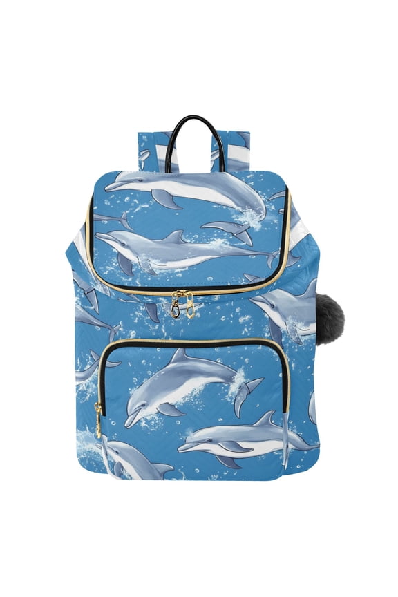 Cute Dolphins Travel Backpack Laptop Bag Large Capacity Daypack