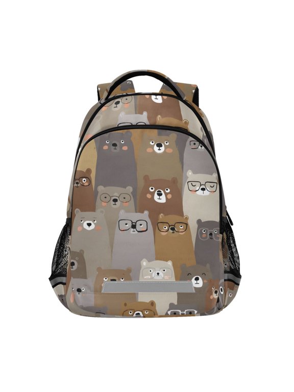 Cute Doodle Bears Backpack Elementary School Bag Bookbag Travel Rucksack