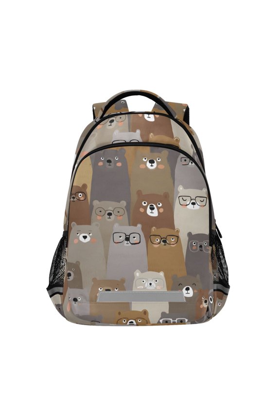 Cute Doodle Bears Backpack Elementary School Bag Bookbag Travel Rucksack